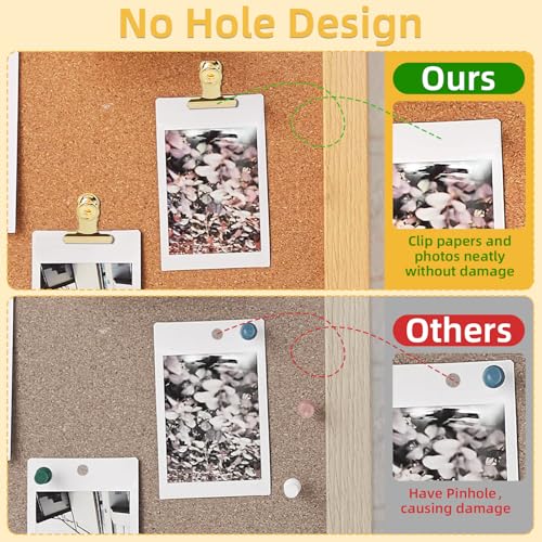 ChicRange Golden Push Pins Clips, 30 Pcs – Upgraded No-Hole Clip Pins for Cork Boards