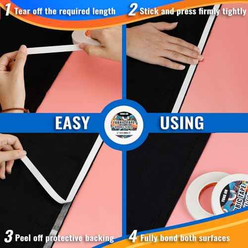 YONGJIN Double Sided Fabric Tape - 1/4 inch x 108 feet - Hem Tape No Sew No Iron, Peels Off Easily, Quick & Easy Fix for Hemming, Pants, Curtains & Crafts