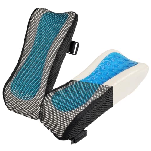 Blue Mesh Gel Memory Foam Ergonomic Armrest Pads for Office Chair (2pcs) THARAHT