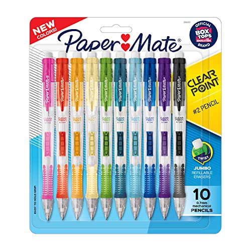 Paper Mate Clearpoint 0.7mm Mechanical Pencils, 10 Pack, Assorted Color Barrels, Back to School Supplies
