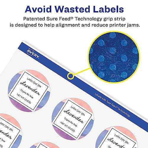 Avery Glossy Clear Round Labels with Sure Feed, 1.5" Diameter, 500 Glossy Clear Labels, Print-to-The-Edge, Laser/Inkjet Printable