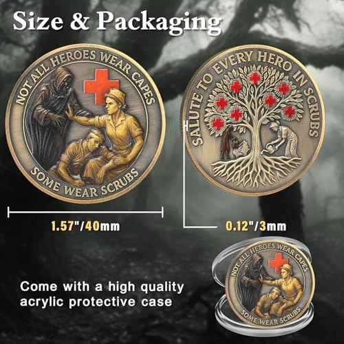 Healthcare Worker Challenge Coin - Medical Hero Coin - Red Cross Guardian Tree Nurse Coin - Thank You Tribute Medallion Medical Appreciation Gift for Frontline Workers (5 PCS)