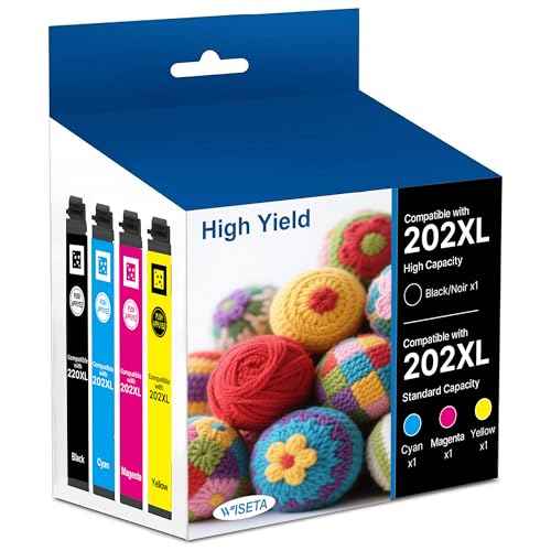 Remanufactured 202XL Ink Cartridges High Yield Replacement for Epson 202XL 202 XL T202XL to Use with Workforce WF-2860 Expression XP-5100 Printer (Black, Cyan, Magenta, Yellow 4 Pack)