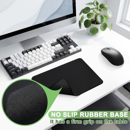 Jofuler 3 Pack Black Mouse Pads with Non-Slip Rubber Base and Stitched Edges