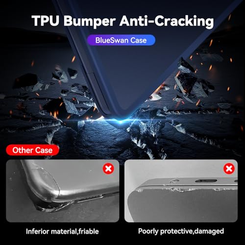 BlueSwan Frosted Midnight Anti-Cracking MacBook Air 13.6-inch Case for M2/M3/M4/M5 2022-2026