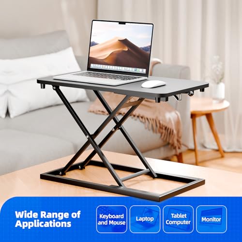 Standing Desk Converter Height Adjustable, Sit to Stand up Desk Riser Computer Workstation use in Laptop and Single Monitor Ergonomic Desktop Workstation for Home Office - Black