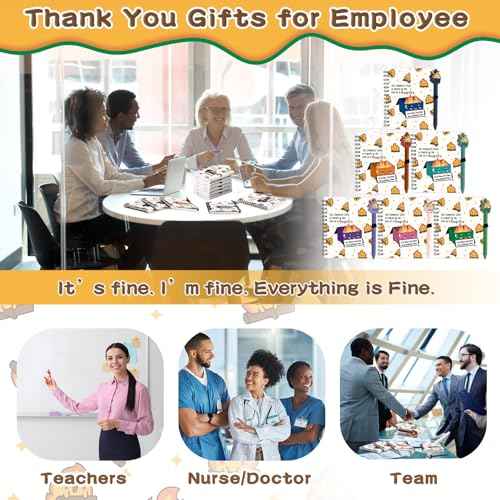 48 Pcs Christmas Dumpster Fire Gifts Bulk A6 Dumpster Fire Notebook Journals with Funny Ballpoint Pens Employee Appreciation Gifts for Friends Coworkers Nurses Office Team Staff Favors (Colorful)