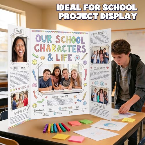 AKONEGE 2 Pack White 36x48 Inch Trifold Foam Poster Boards for Presentations & Displays