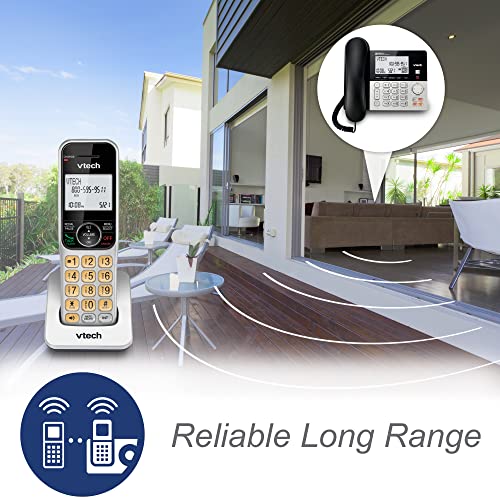 VTech VG208 DECT 6.0 Corded/Cordless Phone with Answering Machine - 1 Handset