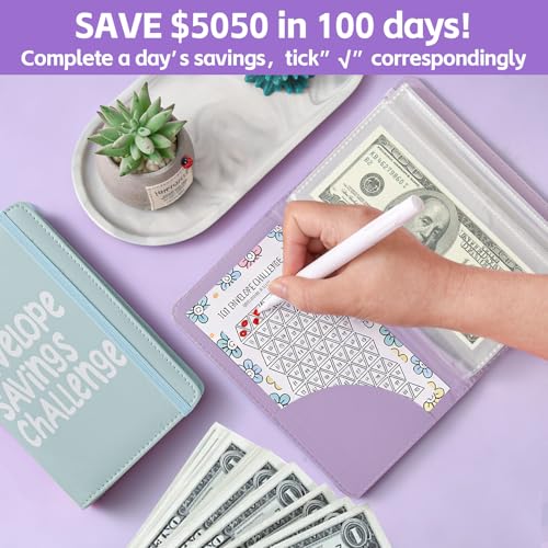 Blue & Purple 2-Pack 100 Envelopes Money Saving Challenge Binder - Budget Organizer