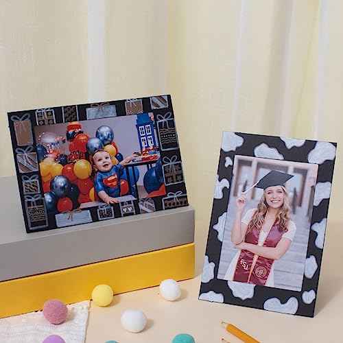 Meonua Paper Picture Frames for 4 x 6 Inch Inserts,Cardboard Photo Frame with Easel,Standing Paper Frames Bulk for DIY,Crafting,Classroom,Wedding,Graduation(200Count,Black)