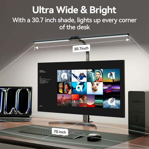 AUSDOM LED Desk Lamp for Home Office, 24W Ultra Bright Architect Task Light with Clamp & USB Port, 5 Colors & Dimming Touch Control, Flexible Gooseneck for Reading, Crafting, Gaming- 50 Lighting Modes