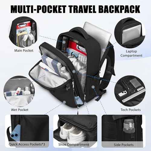 Travel Backpack for Men, 17.3 Inch Laptop Backpack, Water Resistant Business backpack with Waterproof zipper£¬Carry on Backpack with 30L Large Capacity Bag for Work College Travel