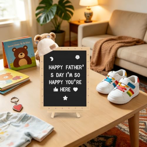 ANWEOR 12x16 Inch Felt Letter Board with LED Lights, Changeable Message, Black