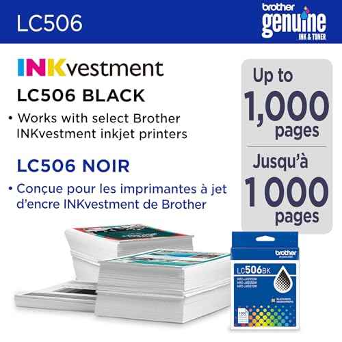 Brother Genuine LC506BK Standard Yield Black Ink Cartridge (for use with Brother INKvestment 4355, 4555, and 4557 Printers)