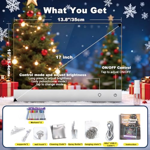 Momozzle 17" LED Drawing Board with 13 Light Effects, Rechargeable Neon Doodle Tablet for Kids - Variant: 17"Drawing Board