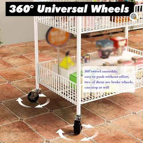 Rolling Metal Wire Retail Display Stand with 4 Wheels & 10 Hooks, Mobile Street Food Vendor Cart for Craft Show Fair/Flea Market/Events, Gridwall Panel Showing Rack(Black,25 3/5inch)