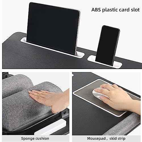 Laptop Desk,2 in 1 Lap Desk with Cushion 17 inch Laptop,Folding Table with Mouse pad Card Slot for iPad Mobile Phone Lap Desk for Bed Couch Bed Tray for Working Wooden Table for Reading