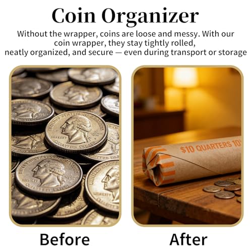 80 Pcs Quarter Coin Wrappers - Preformed Rolls for Currency Storage (Volokitx, Quarter(80 PCS))
