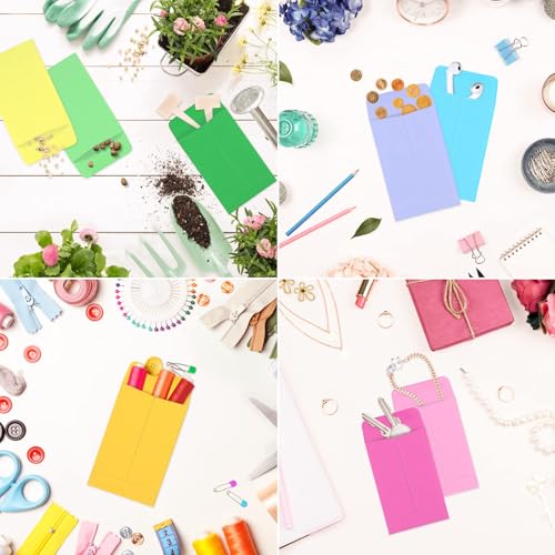 Swesara 100-Pack Small Coin Envelopes 2.25x3.5 Inch Bright Color Organizers