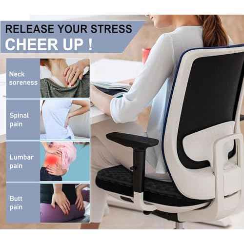 20" Gel Seat Cushion for Long Sitting(Jumbo&Thick) ? Office Chair Cushion ? Wheelchair Cushions for Pressure Sores ? Non-Slip Desk Chair Car Seat Cushion Driving ? Sciatica & Back Pain Relief