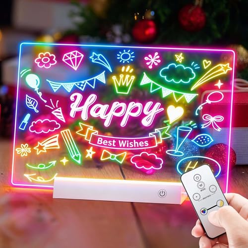 White Rechargeable LED Drawing Board with Remote Control & Accessories