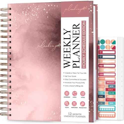 PLANBERRY Large Hourly Schedule Planner Premium ? Undated Organizer for Productivity, Time Management & Budget, 8x10.4¡È (Rose Gold)