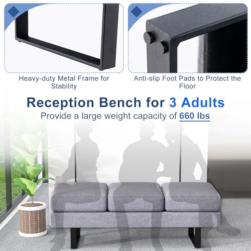 GIANTEX 3-Seater Waiting Room Chair Bench, 660 Lb Capacity, Upholstered Guest Bench