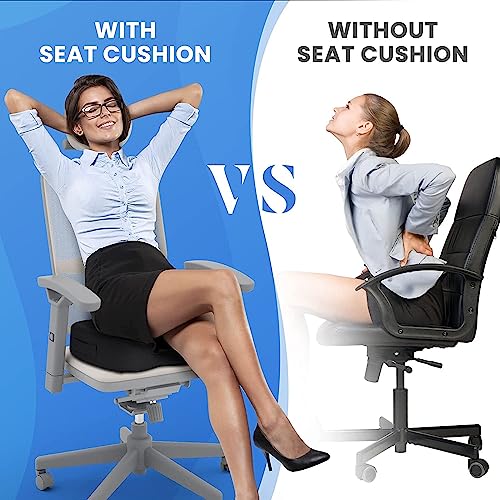 TushGuard Seat Cushion, Office Chair Cushions, Car Seat Cushion, Non-Slip Sciatica & Back Coccyx Tailbone Pain Relief Chair Pad, Memory Foam Butt Pillow for Computer Desk, Office Chair(Black, XXL)