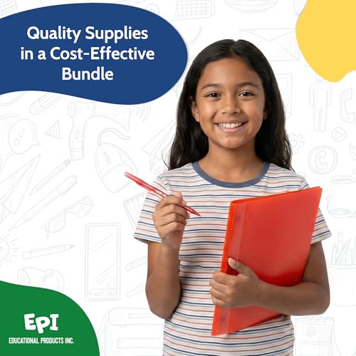 K-12th Grade School Supplies Kit – 50 Items for Homeschool & Classroom – Wide-Ruled Notebooks & Art Supplies – Single Pack