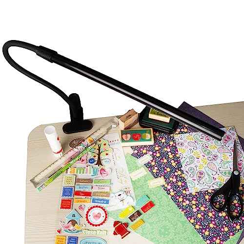 OttLite Clip-On LED Easel Lamp with ClearSun LED Technology - Sturdy Clip Light with On/Off Switch Cord - Adjustable & Flexible Neck for Precise Lighting, Piano, Computer Desks, Shelves & Tables
