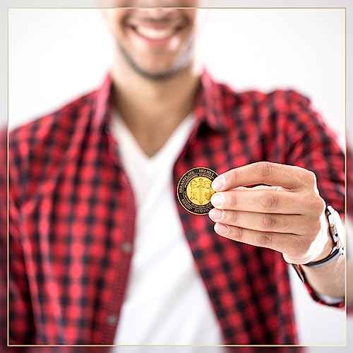 Tondiamo 48 Pcs Put on The Whole Armor of God Challenge Souvenirs Prayer Commemorative Gift Round Gold Mental Gift for Christian Church Party Prayers Men Women