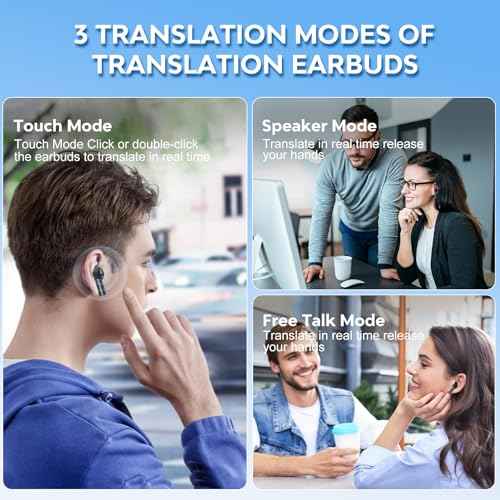 Translation Earbuds,Offline Translation Noise Cancelling Wireless Earbuds,Real Time 144 Translation Languages Bluetooth Headphones,Fast Reaction Translation Device (Black)