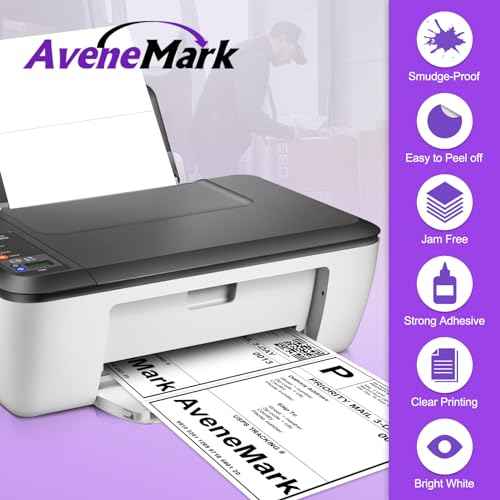 500 Sheets1000 Shipping Labels 8.5" x 5.5" Half Sheet Self Adhesive Mail Labels for Laser & Inkjet Printers, AveneMark 2 per Page Shipping Paper 5 1/2 x 8 1/2 Half Page Labels