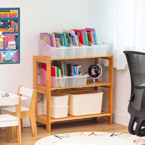 IRIS USA 8-Pack Connecting Clear Magazine & Book Bins for Classroom & Office Storage