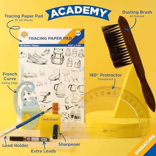 ALVIN Academy Drafting, Drawing and Design Signature Kit | 17 Pieces | Class Tools for Geometry, Architecture and Engineering Students | - Model DDKS3