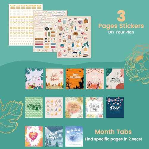 CAGIE 2026 Planner Weekly and Monthly ? January - December 2026 Calendar, Hardcover Spiral Bound, 13 Monthly Dividers Tabs, Stickers, 8.3 x 9.3 Inch, Women Planner Agenda For Work, Family Affiar, Personal