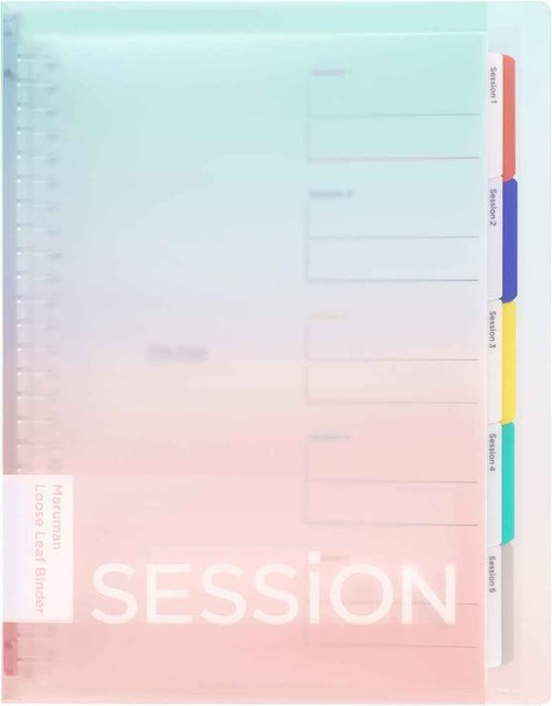 Maruman Loose Leaf Color Binder Session B5 26 Rings and Loose Leaf Paper B5 6mm ruled 50 sheets(L1201) Pack… (Gradation）