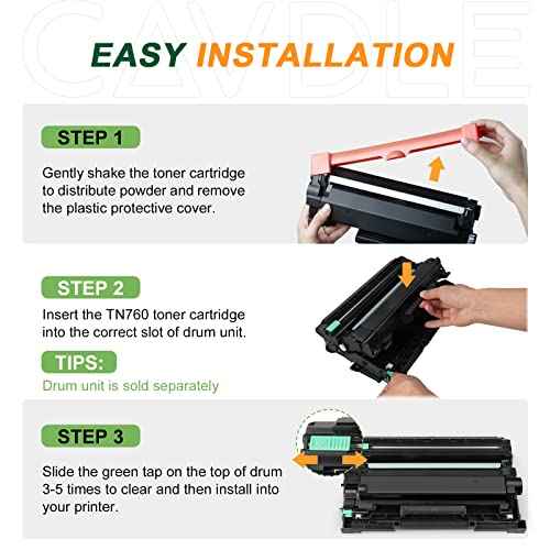 4 Packs Compatible Toner Cartridge Replacement for Brother TN760 TN730 for use with Brother HL-L2325DW HL-L2350DW HL-L2390DW HL-L2395DW HL-L2370DW MFC-L2690DW MFC-L2710DW L2717DW L2750DW