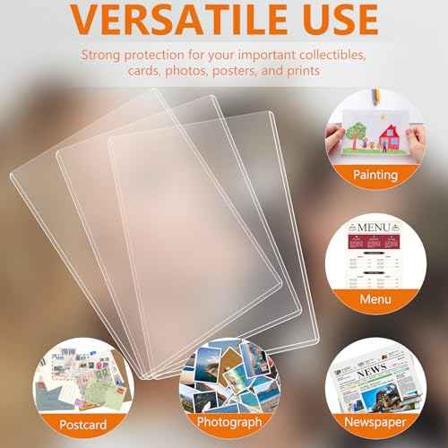 50PCS 6" x 9" Rigid Print Protectors Clear Hard Plastic Large Card Sleeves for Jumbo Card, Top Loading Rigid Card Sheet Protectors for Postcards, Photos, Trading & Sports Cards