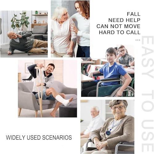 Wireless Caregiver Pager System with Call Button & Receiver - Black - 1500FT Range, Waterproof, Expandable