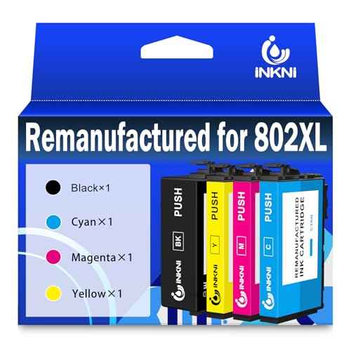 Remanufactured Ink Cartridge Replacement for Epson 802XL Ink Cartridges Combo Pack 802XL 802 T802 T802XL Works with Workforce Pro WF-4720 WF-4730 WF-4734 WF-4740 EC-4040 EC-4030 EC-4020 (4 Pack)