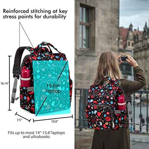 Gatycallaty Large Backpack Purse for Women - 10.6"L x 7.6"W x 16.4"H, 20L Capacity, 2 Compartments and 12 Pockets, Holds up to 15.6" Laptop