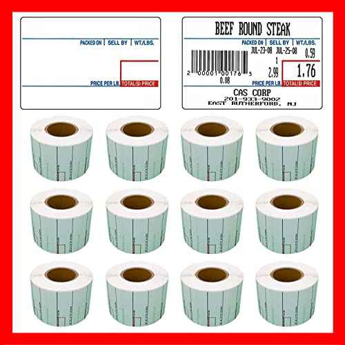 Labels LST 8010 Thermal 12 Rolls - 8400 Labels Printer Printing Scale Compatible with CAS LP-1000 CL-5000 CL-5500 CL-7200, Easy Weigh LS-100, VisionTech DLP-300 (12 Rolls, 8010)