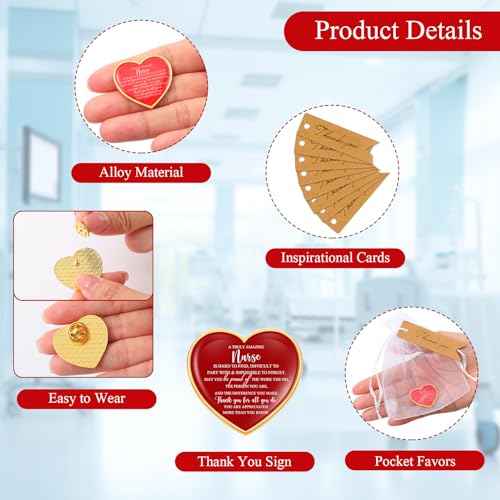 Sasylvia 100 Sets Nurse Lapel Pins Nurse Practitioner Week Appreciation Gifts Bulk Heart Enamel Rn Brooches LPN Badges Nursing Student Accessories Nursing Supplies for Medical Assistant