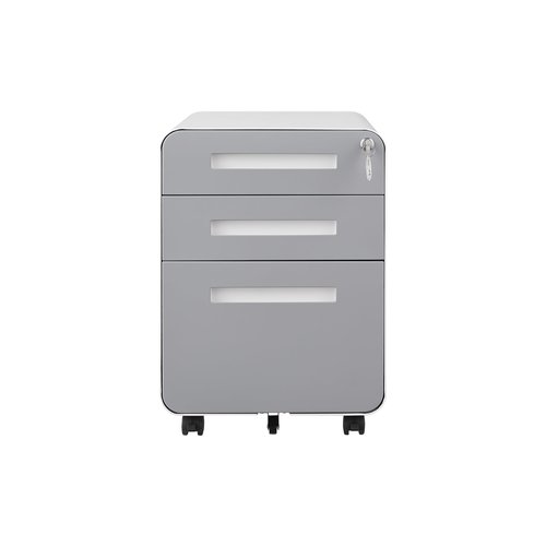 BouPower 3 Drawer File Cabinet for Home Office, Under Desk Mobile Filing Cabinet with Lock for A4/Letter/Legal Size, 5 Wheel Anti-tilt Rolling File Cabinets, Fully Assembled (Except Casters)