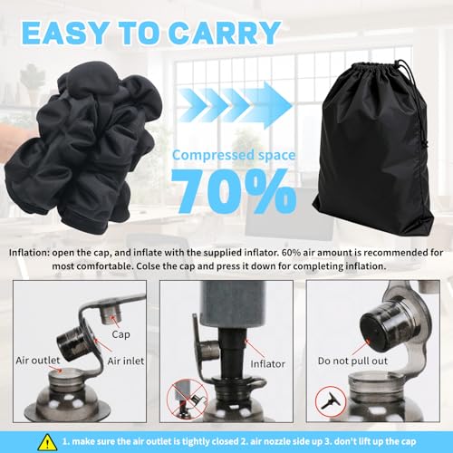Vewxebo Sondor Travel Airplane Seat Cushion - Black, Inflatable Back Support