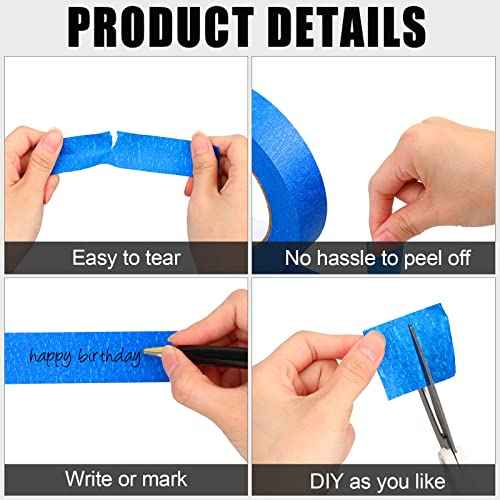 Fainne 12 Rolls Blue Painters Tape Bulk, 1.5 Inches x 55 Yards Masking Tape, Trim Edge Finishing Tape for Walls Painting Labeling Home School Decoration