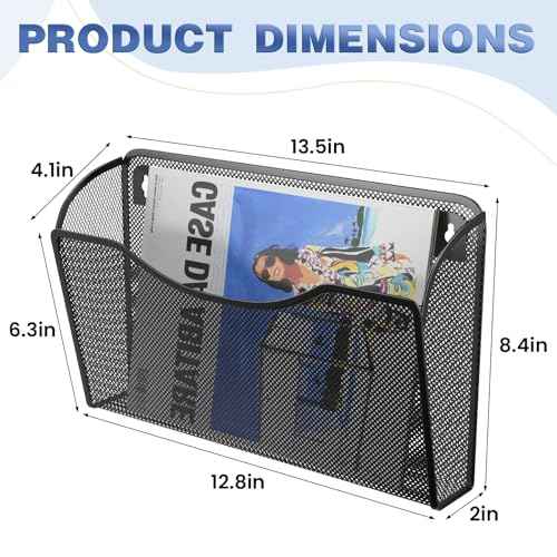 Wall File Organizer,Hanging Wall Mounted File Folder Binder Holder Mail Organizer for Office,Home and School Supplies