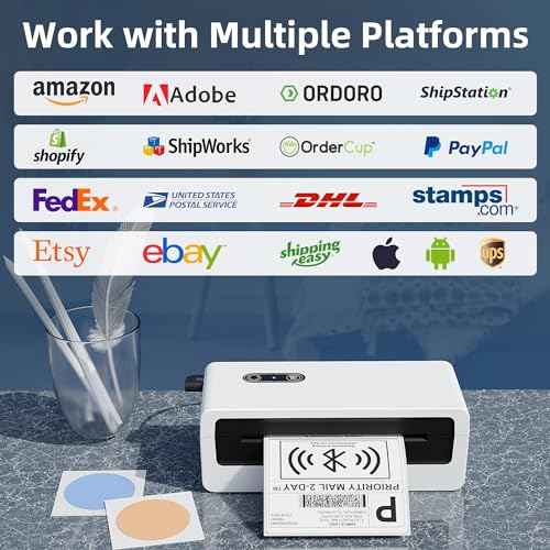 Jiose Shipping Label Printer - 4x6 Desktop Thermal Label Printer for Small Business - Compatible with MacOS Windows